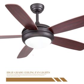 Color: Black, Electrical outlet: 46inch remote control - American Simple Light Luxury Home Wood Leaf Fan