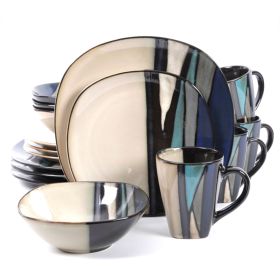 Gibson Elite Althea 16-Piece Dinnerware Set, Teal - Contemporary Ethnic Design, Microwave & Dishwasher Safe