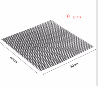 Size: S, quantity: 9 pcs - Barbecue Non-Stick Wire Mesh Grilling Mat Reusable Cooking Grilling Mat For Outdoor Activities