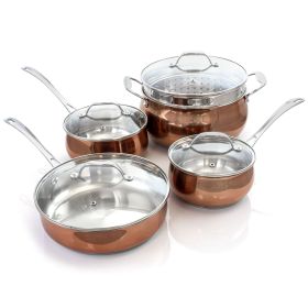 Oster Carabello 9 Piece Stainless Steel Cookware Combo Set in Copper - The Perfect Kitchen Companion for Every Chef