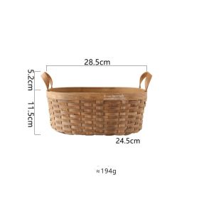 Size: Medium - Hand-woven Old Carbonized Wood Chip Handle Storage Basket