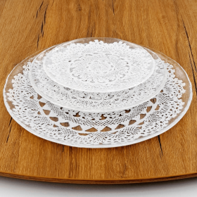 LILLE 12PC Glass Dinner Plate Set Clear/White