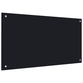 vidaXL Kitchen Backsplash Black 35.4"x19.7" Tempered Glass - Stylish & Functional Splash Guard for Your Kitchen DÃ©cor