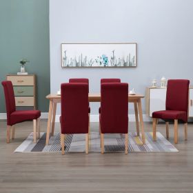 vidaXL Dining Chairs 6 pcs Red Fabric - Modern and Comfortable Set of 6 Chairs for Dining Room or Living Room