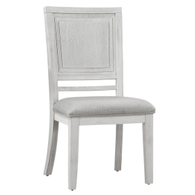 Sunset Trading Dover Dining Side Chair | Padded Upholstered Seat | Set of 2 | Cerused White Oak Wood