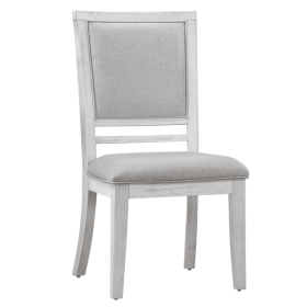 Sunset Trading Dover Dining Side Chair | Padded Upholstered Seat & Back | Set of 2 | Cerused White Oak Wood