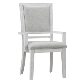 Sunset Trading Dover Dining Chair with Arms | Padded Upholstered Seat & Back Armchair | Set of 2 | Cerused White Oak Wood