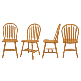 Sunset Trading Oak Selections Windsor Arrowback Dining Chair | Light Oak Finish Solid Wood | Set of 4 Sidechairs