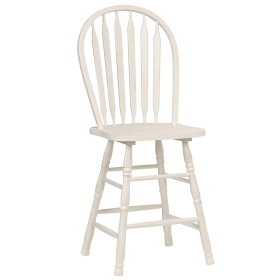 Sunset Trading Andrews Arrowback Windsor 24" Barstool | Antique White Solid Wood Counter Height Stool | Set of 2