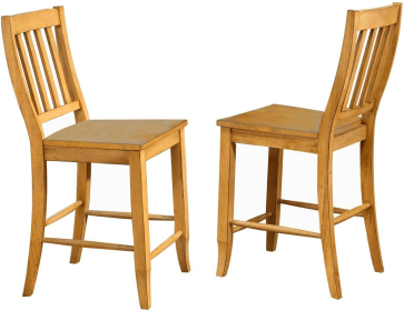 Sunset Trading Oak Selections School House 24" Barstool | Counter Height Stool | Light Oak | Set of 2