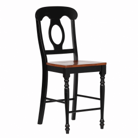 Sunset Trading Black Cherry Selections Napoleon Barstool | Antique Black with Cherry Seats | Counter Height Stool | Set of 2