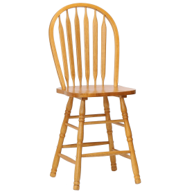 Sunset Trading Selections Arrowback Windsor 24" Barstool | Light Oak Solid Wood Counter Height Stool | Set of 2