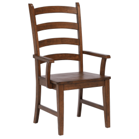 Sunset Trading Simply Brook Ladder Back Dining Chair with Arms | Set of 2 | Amish Brown Solid Wood