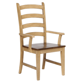 Sunset Trading Brook Ladder Back Dining Chair with Arms | Set of 2 Armchairs