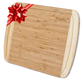 Large Wood Cutting Board for Kitchen 14x11 inch - Bamboo Chopping Board with Juice Groove - Wooden Serving Tray