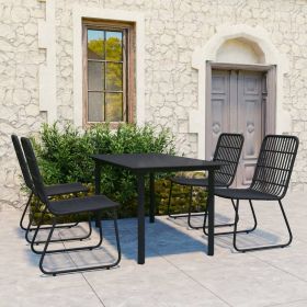 vidaXL 5 Piece Patio Dining Set - Poly Rattan and Glass - Black - Sturdy and Weather-Resistant