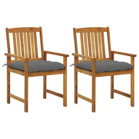 vidaXL Patio Chairs with Cushions 2 pcs | Solid Acacia Wood | Rustic Outdoor Seating