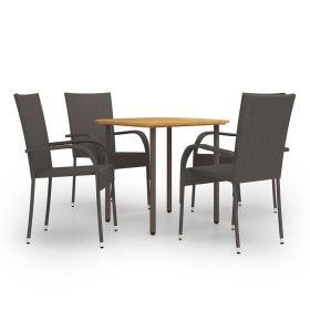 vidaXL 5 Piece Patio Dining Set Poly Rattan Brown - Stylish Outdoor Furniture for Your Patio Space