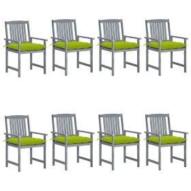 vidaXL Patio Chairs with Cushions - Set of 8 | Solid Acacia Wood | Gray | Outdoor Furniture for Comfortable Conversations