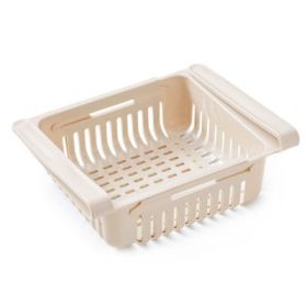 Color: Apricot - Refrigerator Storage Basket Stretchable Multifunction Kitchen Refrigerator Storage Box