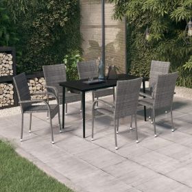 vidaXL 7 Piece Patio Dining Set Gray and Black - Stylish Outdoor Furniture for Dining and Relaxing