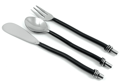 Vibhsa Breakfast Flatware Set of 6 Pieces (Black, Twisted)