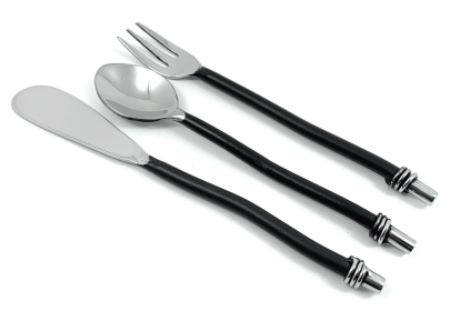 Vibhsa Breakfast Flatware Set of 12 Pieces (Black, Twisted)