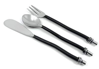 Vibhsa Breakfast Flatware Set of 24 Pieces (Black, Twisted)