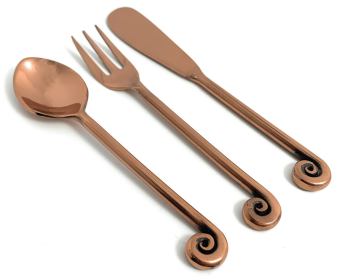 Vibhsa Breakfast Flatware Set of 12 Pieces (Treble Note, Copper)