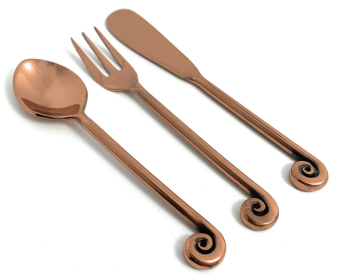 Vibhsa Breakfast Flatware Set of 18 Pieces (Treble Note, Copper)