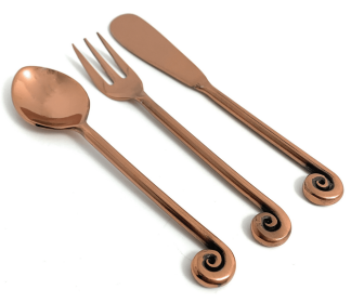 Vibhsa Breakfast Flatware Set of 24 Pieces (Treble Note, Copper)