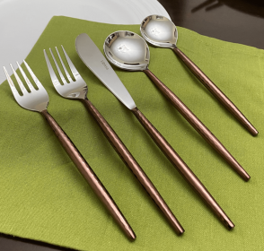 Hammered Stainless Steel Flatware 5-Piece Set