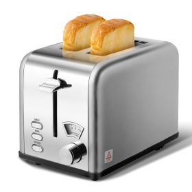 2-Slice Toaster with 1.5 inch Wide Slot, 5 Browning Setting and 3 Function: Bagel, Defrost & Cancel, Retro Stainless-Steel Style