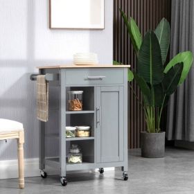 Compact Kitchen Island Cart on Wheels, Rolling Utility Trolley Cart Grey-AS