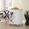 Compact Kitchen Island Cart on Wheels, Rolling Utility Trolley Cart White-AS