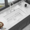 32" Undermount Single Bowl Ceramic Kitchen Sink - Dual Mount White Ceramic Rectangular Deep Single Bowl Sink Basin