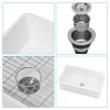 32" Undermount Single Bowl Ceramic Kitchen Sink - Dual Mount White Ceramic Rectangular Deep Single Bowl Sink Basin