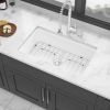 32" Undermount Single Bowl Ceramic Kitchen Sink - Dual Mount White Ceramic Rectangular Deep Single Bowl Sink Basin