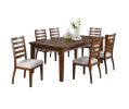 Contemporary Style 7pc Dining Set Table w 6 Drawers 6x Side Chairs Ladder Back Walnut Finish Kitchen Dining Room