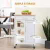 Compact Kitchen Island Cart on Wheels, Rolling Utility Trolley Cart White-AS