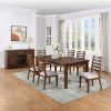 Contemporary Style 7pc Dining Set Table w 6 Drawers 6x Side Chairs Ladder Back Walnut Finish Kitchen Dining Room