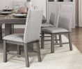 Rustic Design Dining Table 9pc Set Gray Finish Table w Extension leaf and 8x Fabric Upholstered Side Chairs Modern Dining Room Furniture