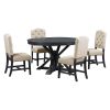 TREXM Functional Furniture Retro Style Dining Table Set with Extendable Table and 4 Upholstered Chairs for Dining Room and Living Room(Espresso)