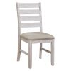 Grayish White and Brown Finish Casual Dining Room Furniture 7pc Dining Set Rectangular Wooden Table and 6x Side Chairs Fabric Upholstered Seat