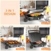 4 Slice Panini Press Grill, Stainless Steel Sandwich Maker with Non-Stick Double Plates, Locking Lids and Drip Tray