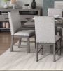 Rustic Design Dining Table 9pc Set Gray Finish Table w Extension leaf and 8x Fabric Upholstered Side Chairs Modern Dining Room Furniture