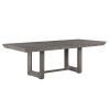 Rustic Design Dining Table 9pc Set Gray Finish Table w Extension leaf and 8x Fabric Upholstered Side Chairs Modern Dining Room Furniture