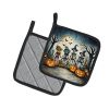 Calacas Skeletons Spooky Halloween Pair of Pot Holders Kitchen Heat Resistant Pot Holders Sets Oven Hot Pads for Cooking Baking BBQ, 7 1/2 x 7 1/2