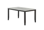 Faux Marble Dining Rectangular Table with Bench, Kitchen Table with Bench for Small Space, 6 Person Wood Dining Table, White +Dark Espresso + Gray