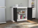 Napoles Utility Sink With Cabinet, Double Door, One Shelf -White / Black